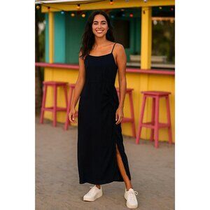 LA MADE ALLURE CINCHED TWILL DRESS in Navy Blue size SMALL NWT!